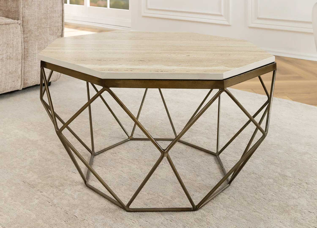 Table basse en pierre naturel beige