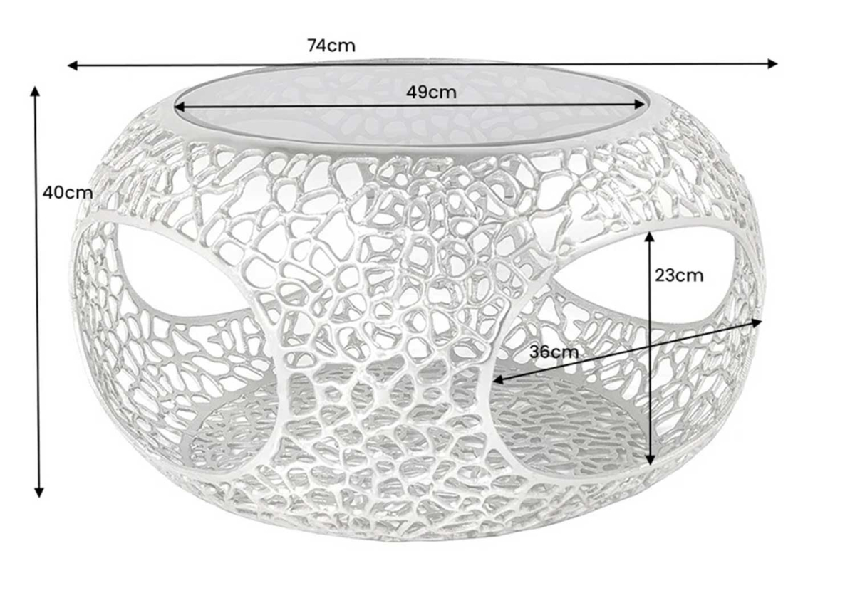Table Basse Ronde - Verre Noir, Piétement Argenté