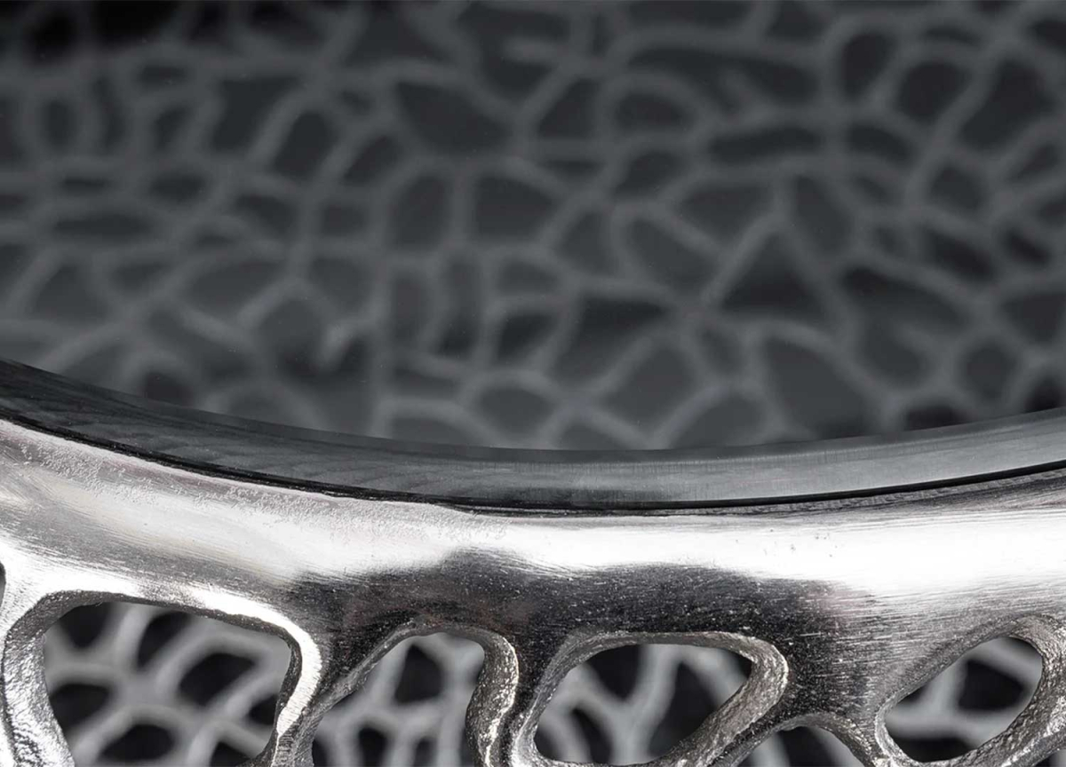 Table Basse Ronde - Verre Noir, Piétement Argenté