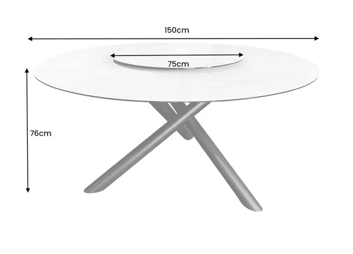 Table à Manger Ronde - Plateau Central Pivotant 360°
