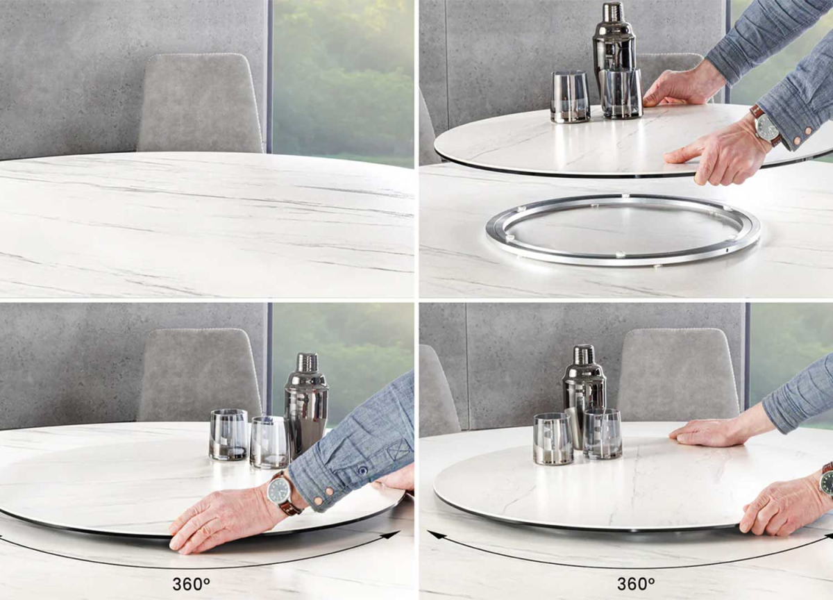 Table à Manger Ronde - Plateau Central Pivotant 360°