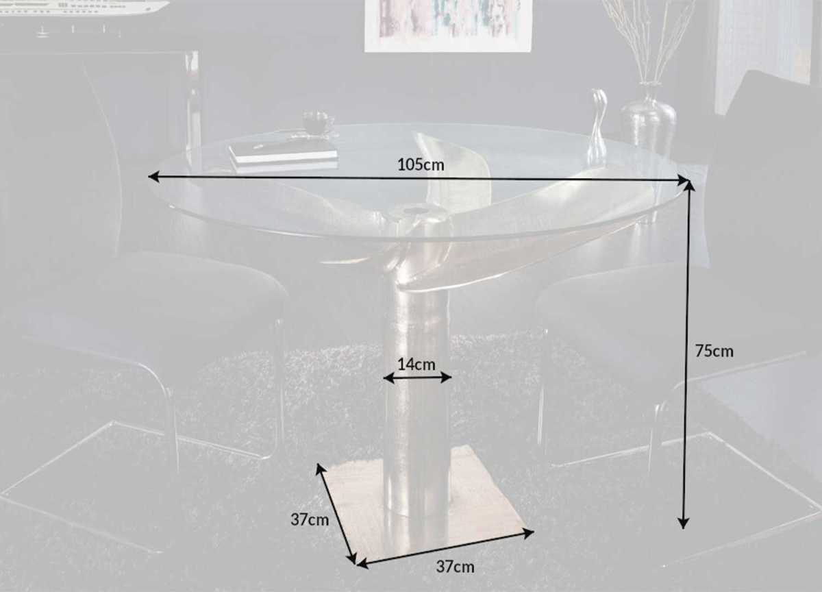 Table-Originale Ronde 105 cm - Pied Hélice Argenté