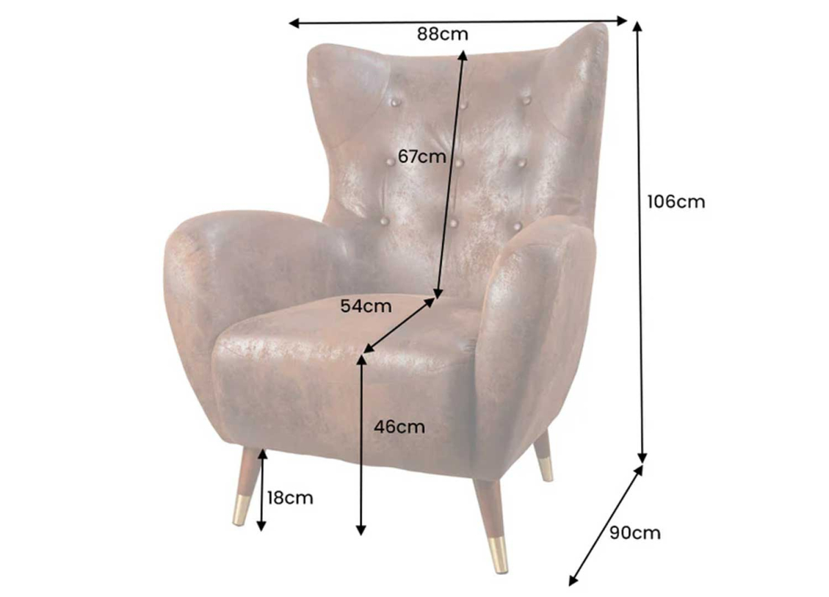 Fauteuil à Oreilles Marron Vintage