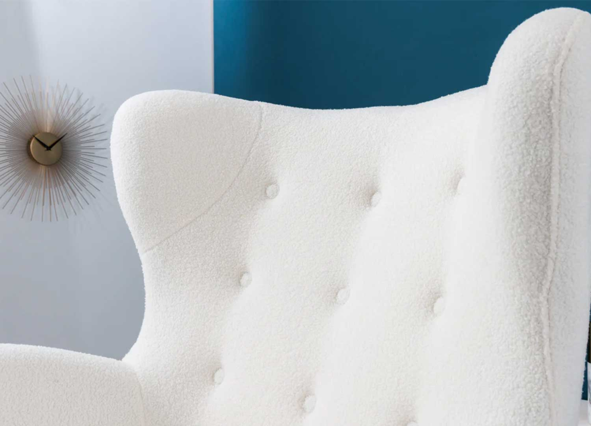 Fauteuil à Oreilles Tissu Peluché Blanc