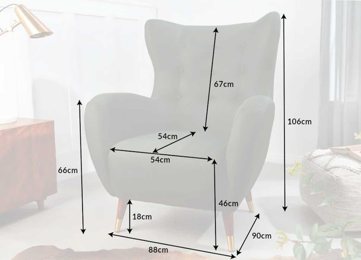 Fauteuil à Oreilles Tissu Plat tissé Vert