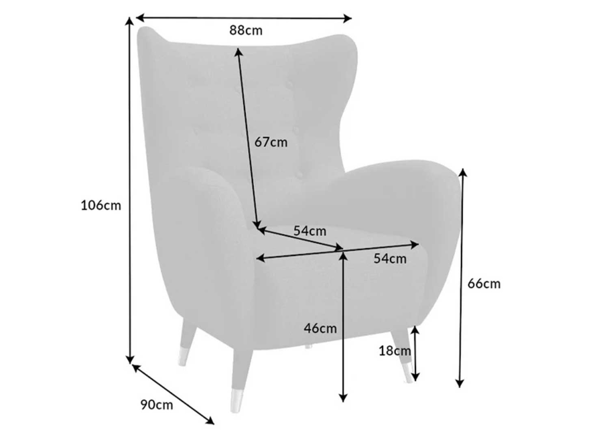 Fauteuil à Oreilles Tissu Plat tissé Gris