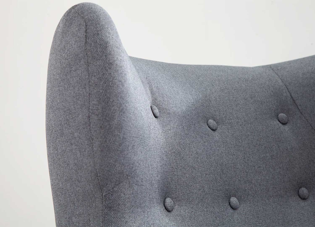 Fauteuil à Oreilles Tissu Plat tissé Gris
