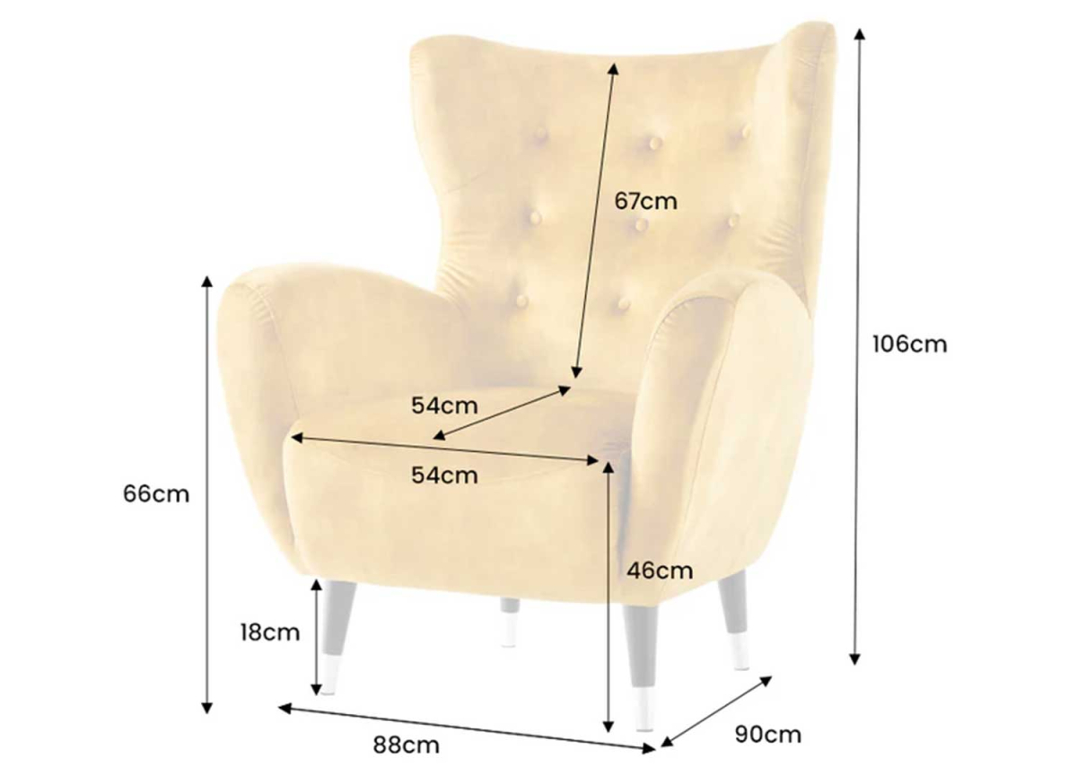 Fauteuil à Oreilles Velours Jaune Moutarde