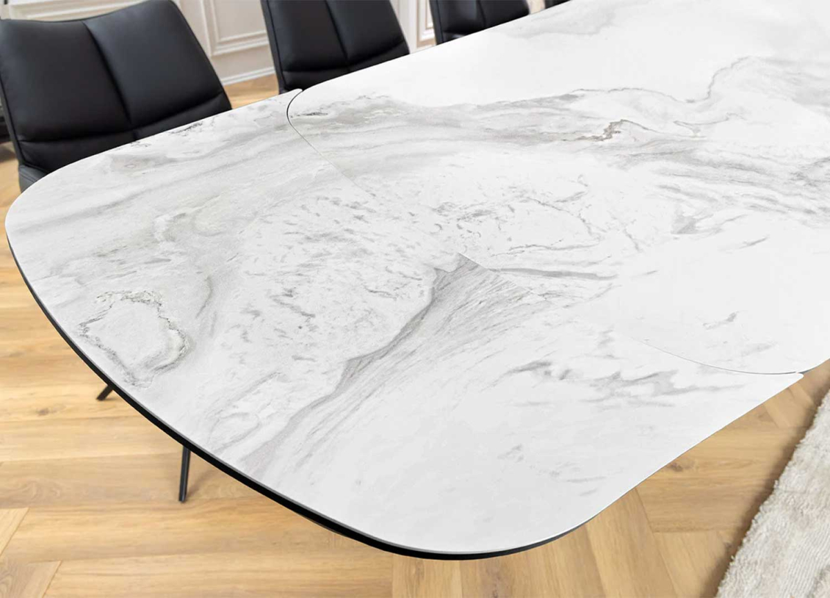 Table Extensible Céramique Marbre Blanc