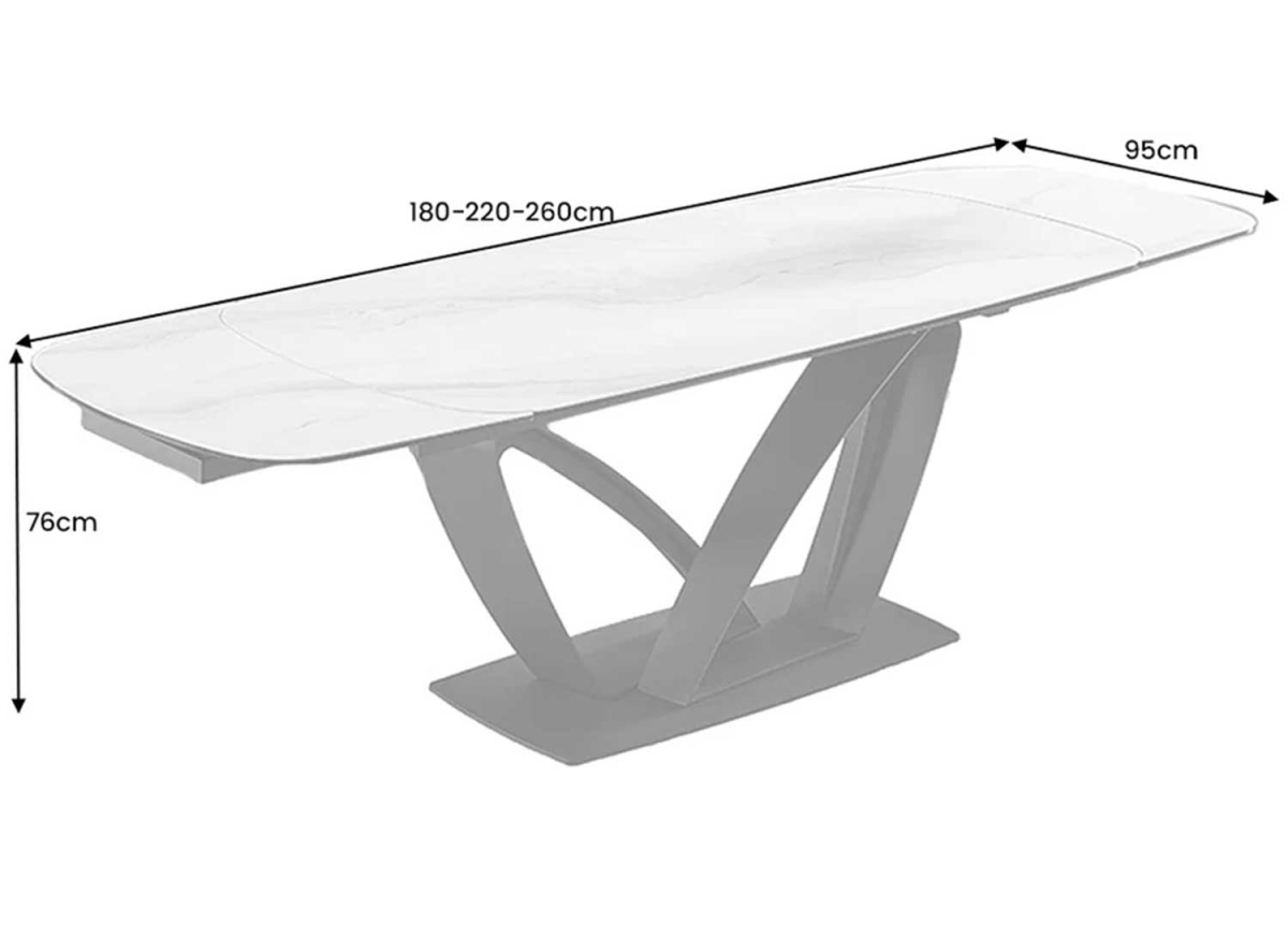 Table Extensible Céramique Marbre Blanc