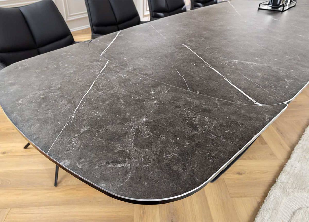 Table Extensible Céramique Marbre Gris Graphite