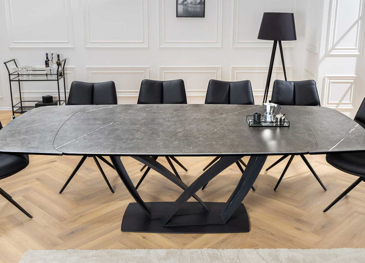 Table salle à manger extensible céramique gris graphite 180-220-260 cm