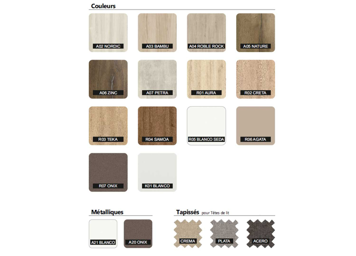 Lit Adulte 160x200-180x200 cm - Chevets Suspendus, Tête de Lit