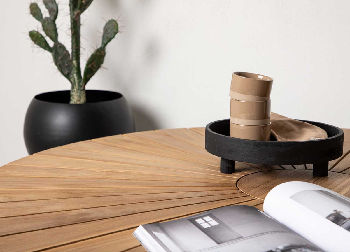 Table de Jardin Ronde 140 cm Bois et Noir
