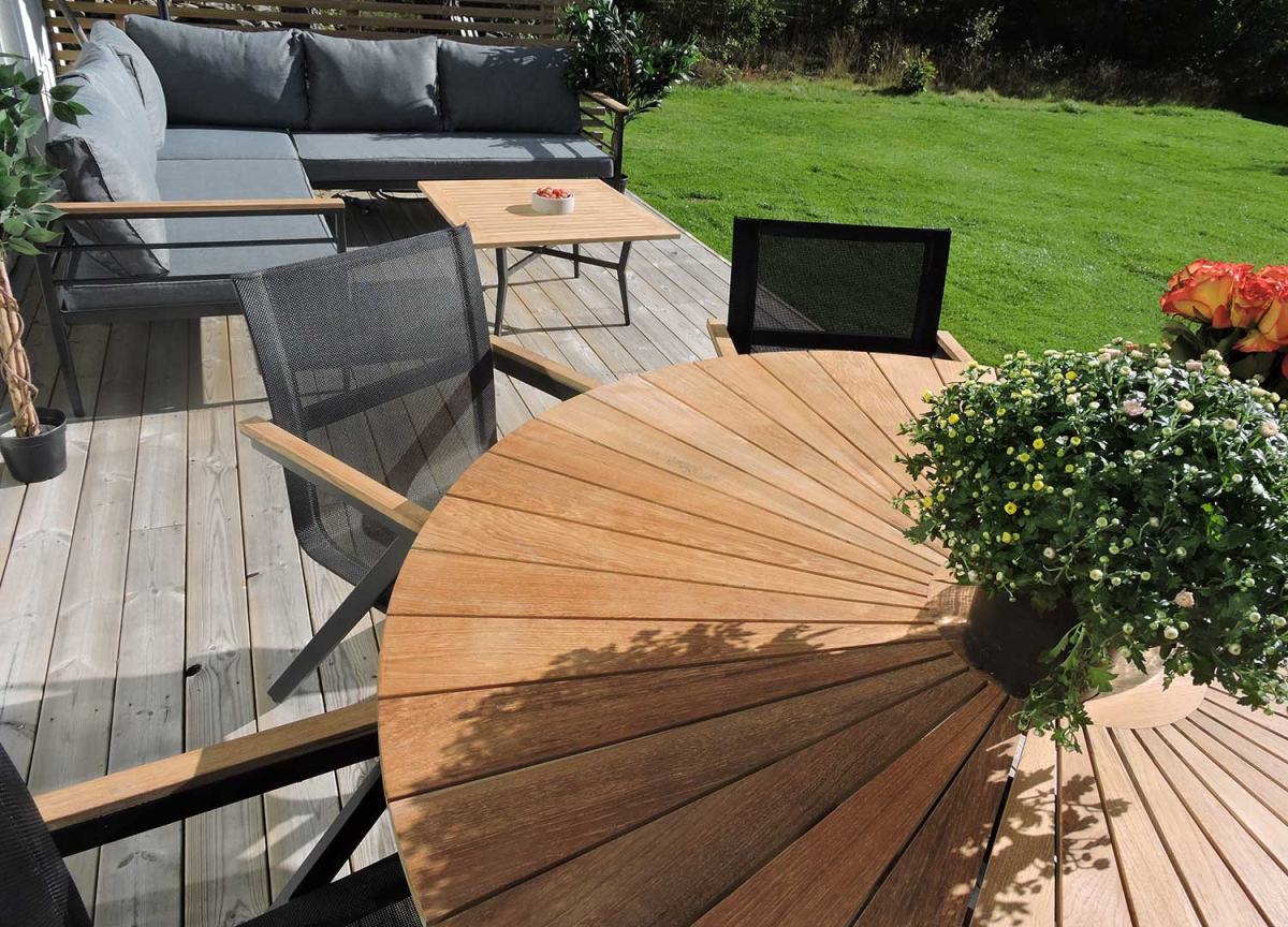 Table de Jardin Ronde 140 cm Bois et Noir