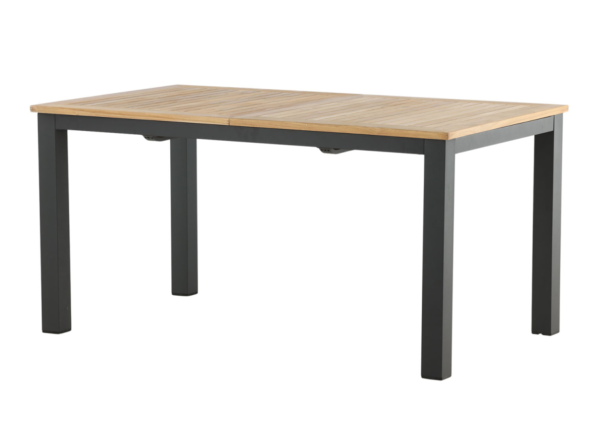 Table de jardin moderne en bois de teck et pieds noir