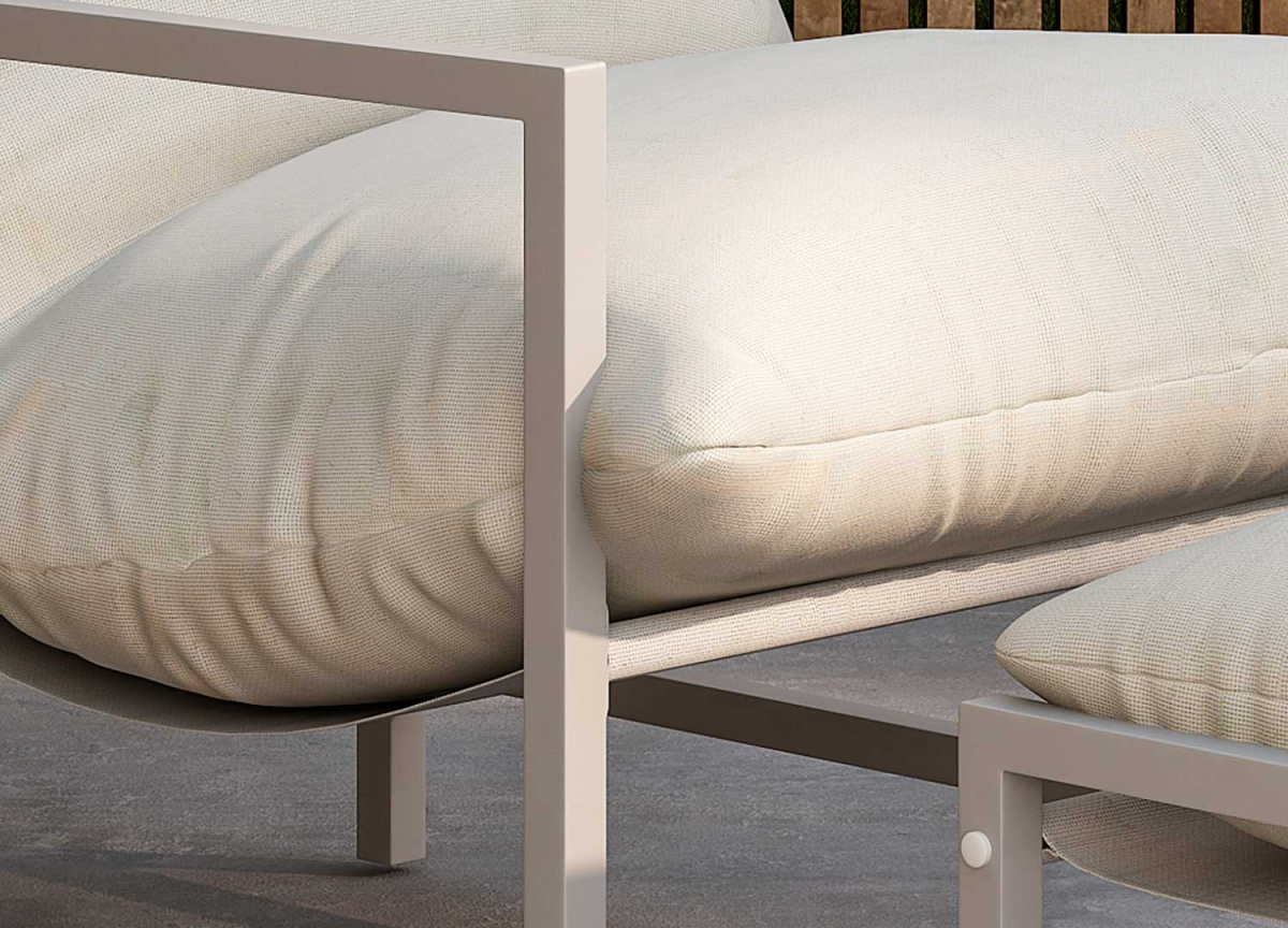 Fauteuil d'Extérieur Beige Minimaliste avec Repose-pieds