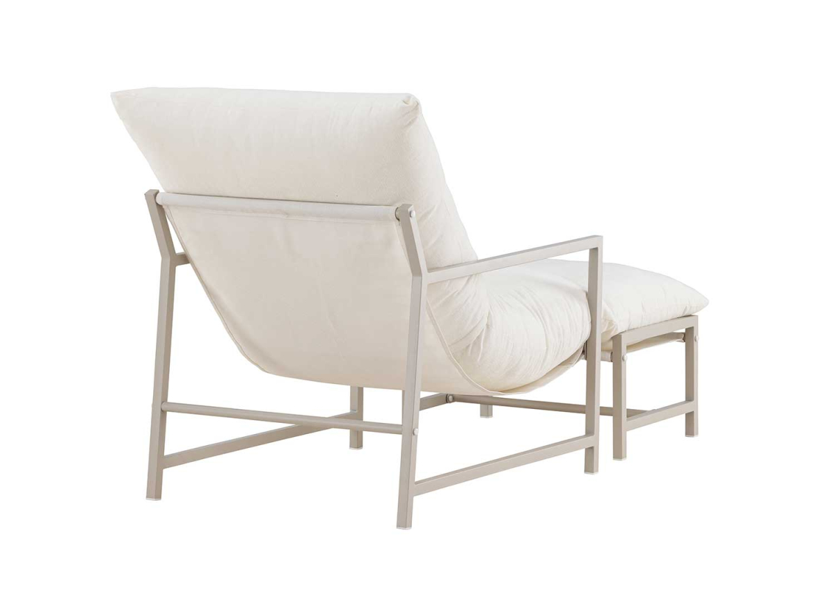 Fauteuil d'Extérieur Beige Minimaliste avec Repose-pieds