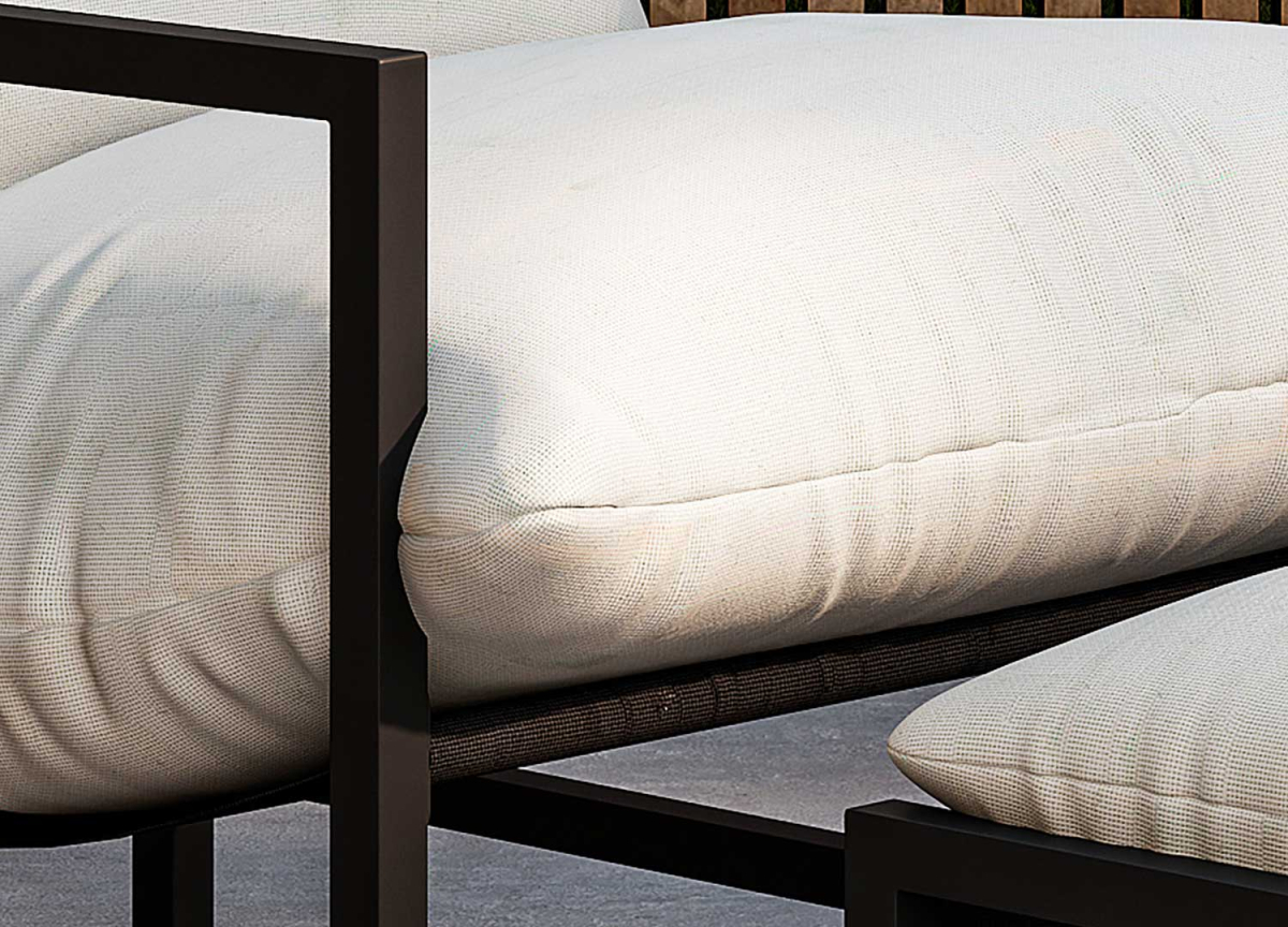 Fauteuil d'Extérieur Noir et Beige Minimaliste avec Repose-pieds