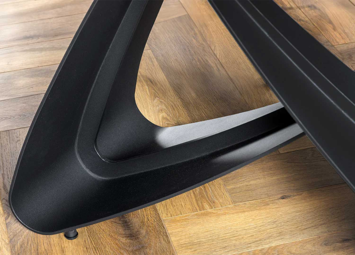 Table Design Céramique Marbre Blanc, Piétement Moderne noir
