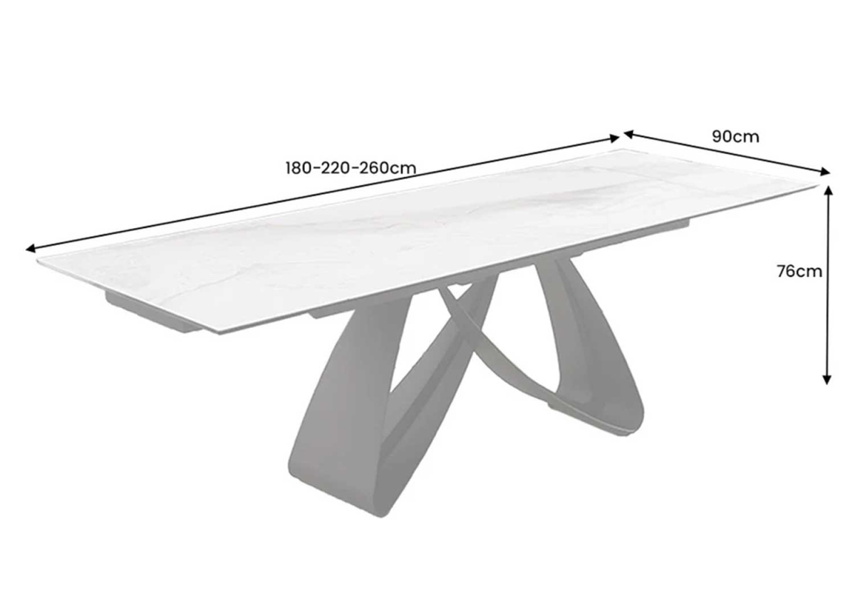 Table Design Céramique Marbre Blanc, Piétement Moderne noir