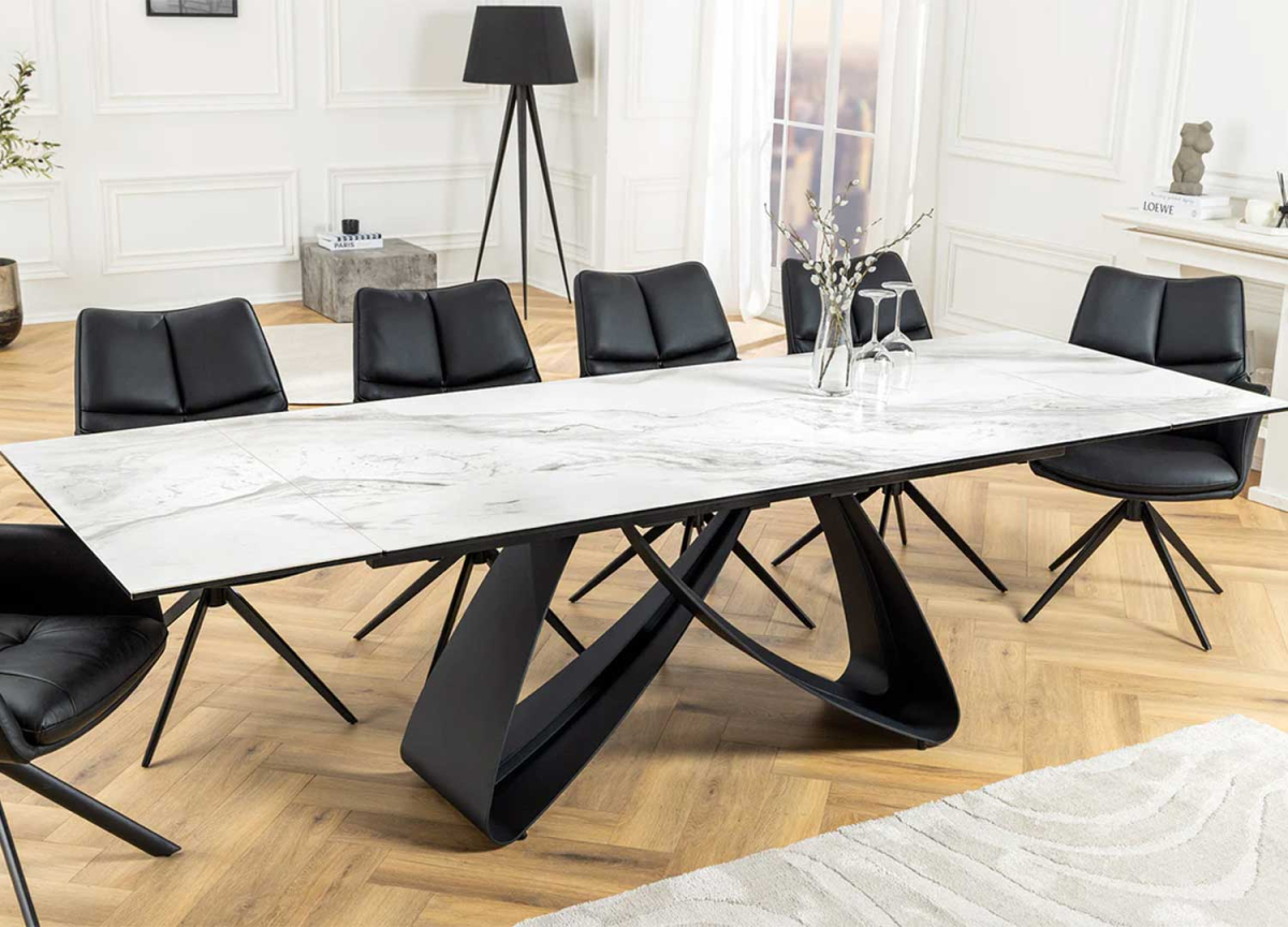 Grande table salle à manger design en céramique extensible