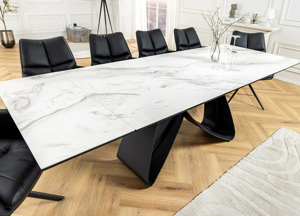 Table salle à manger design contemporain en céramique avec allonge 12 personnes