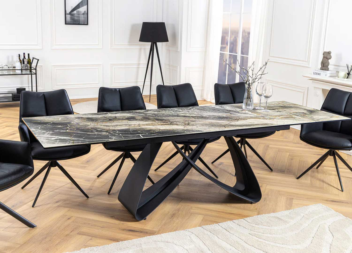 Table salle à manger design moderne extensible en céramique