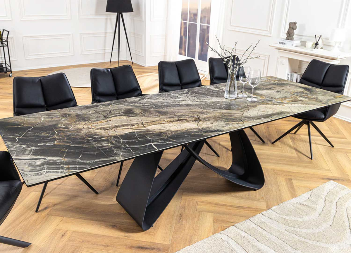 Table salle à manger extensible en céramique 10 à 12 personnes