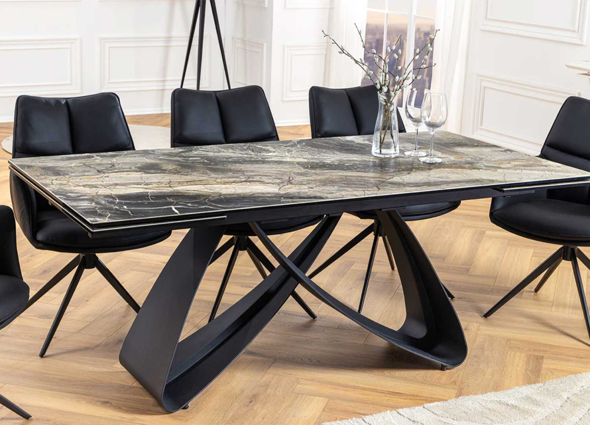 Table salle à manger design contemporain en céramique extensible