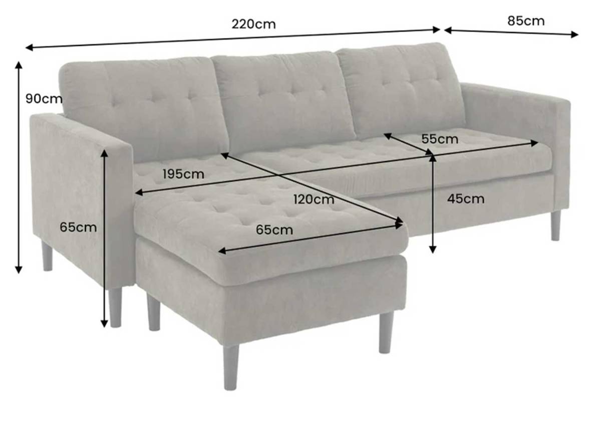 Canapé D'angle à Droite 270 Cm En Velours Côtelé Beige - PENNY | Maison