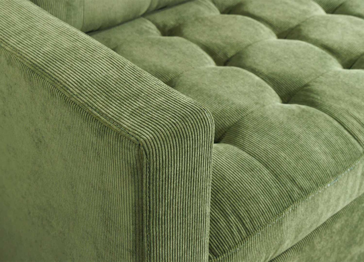 Canapé d'Angle Modulable en Velours Côtelé Vert