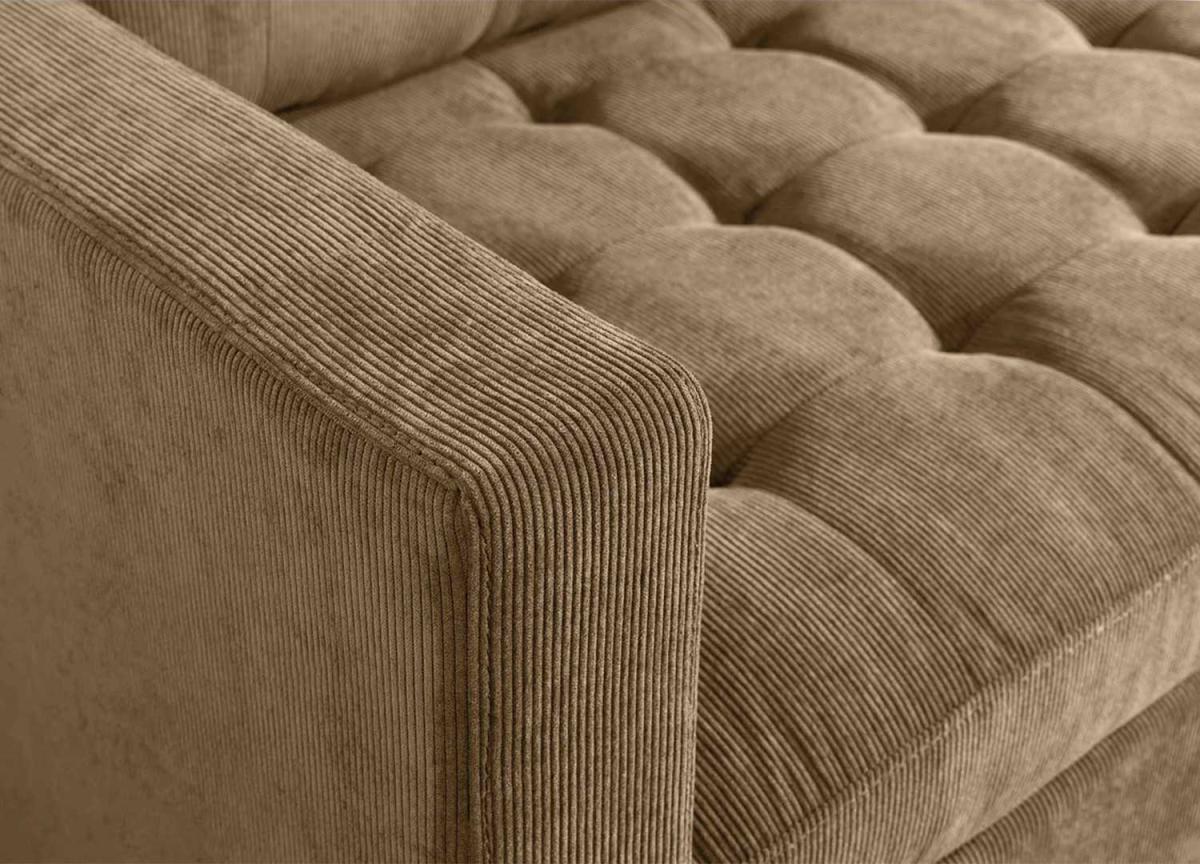 Canapé d'Angle Réversible 3 Places Velours Côtelé Marron
