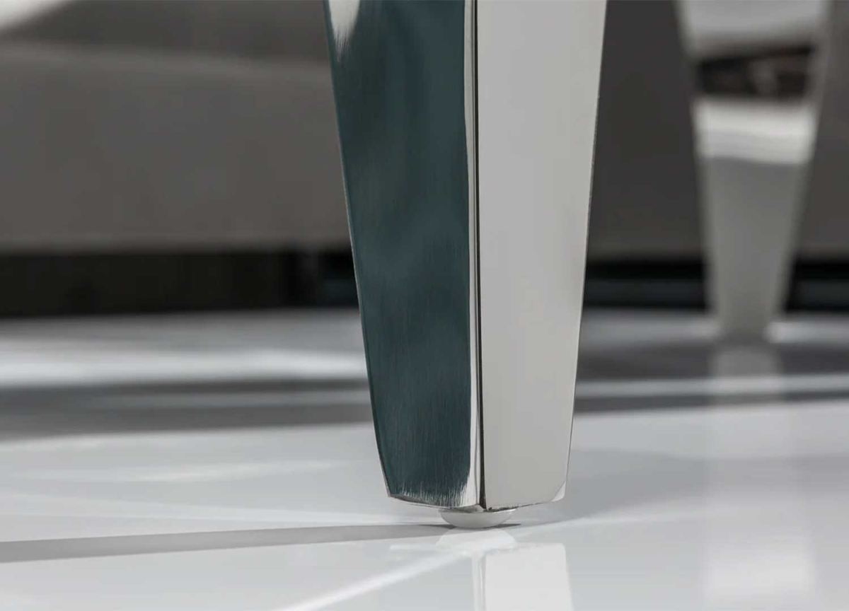 Table Basse Design 100x60 cm Aspect Marbre et Métal Chromé