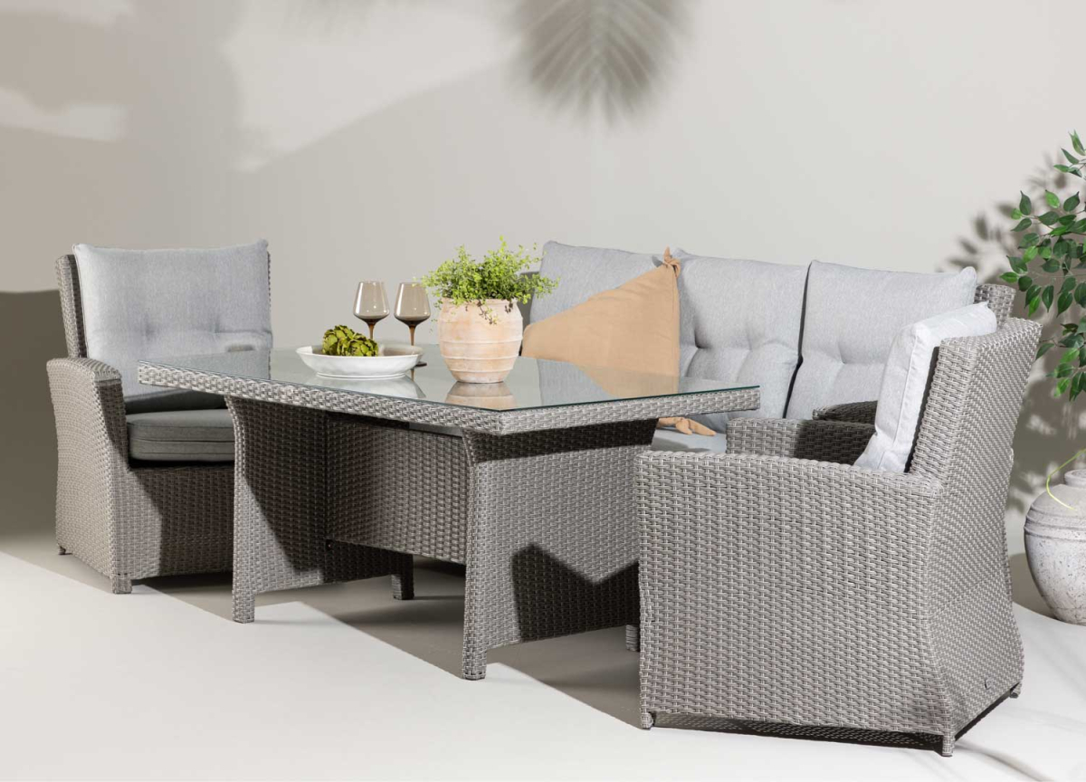 Salon de jardin moderne en polyrotin gris