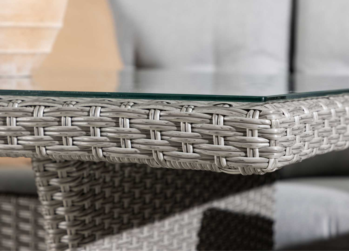 Salon de Jardin Complet en Polyrotin Gris
