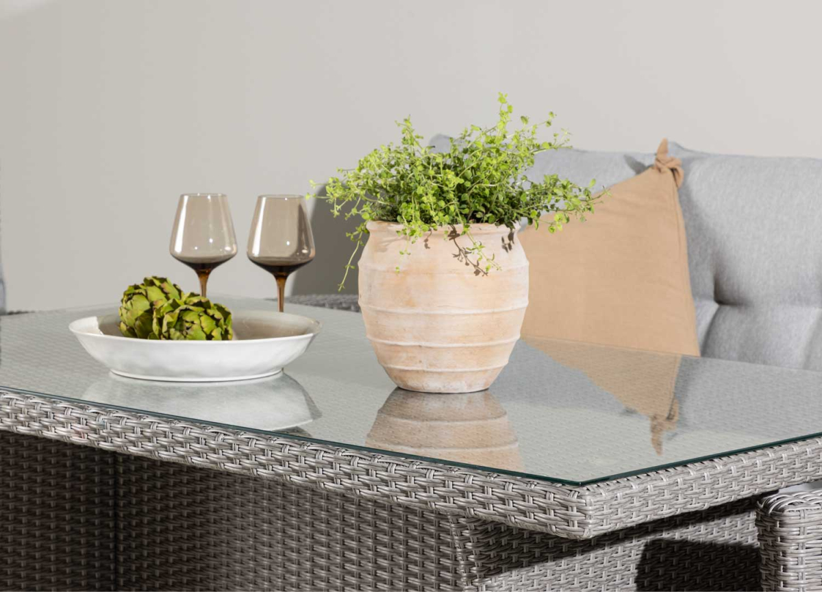 Salon de Jardin Complet en Polyrotin Gris