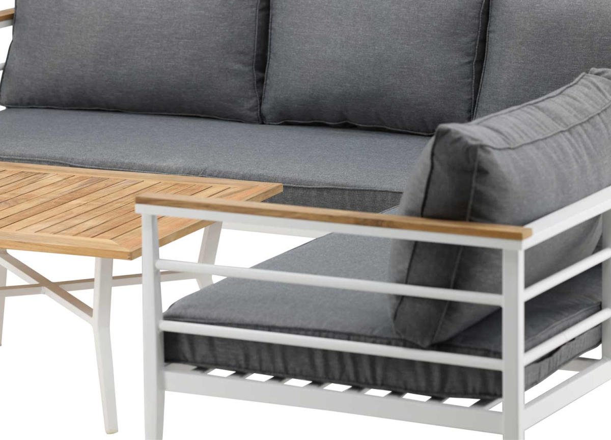 Canapé et Table de Jardin Aluminium et Bois Massif