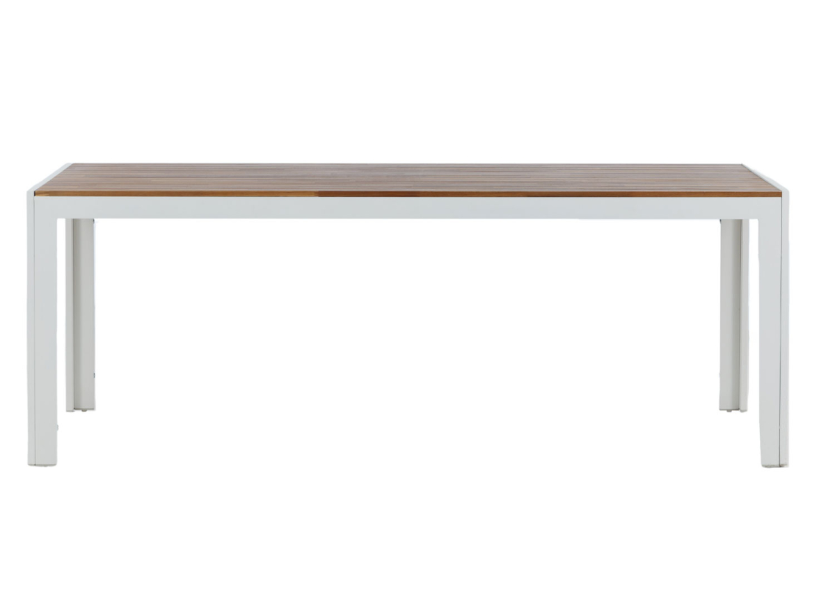 Table d'Extérieur 6 Personnes Acacia et Alu Blanc