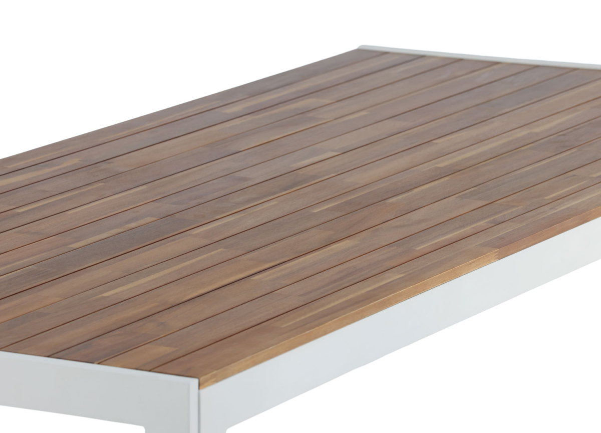 Table d'Extérieur 6 Personnes Acacia et Alu Blanc