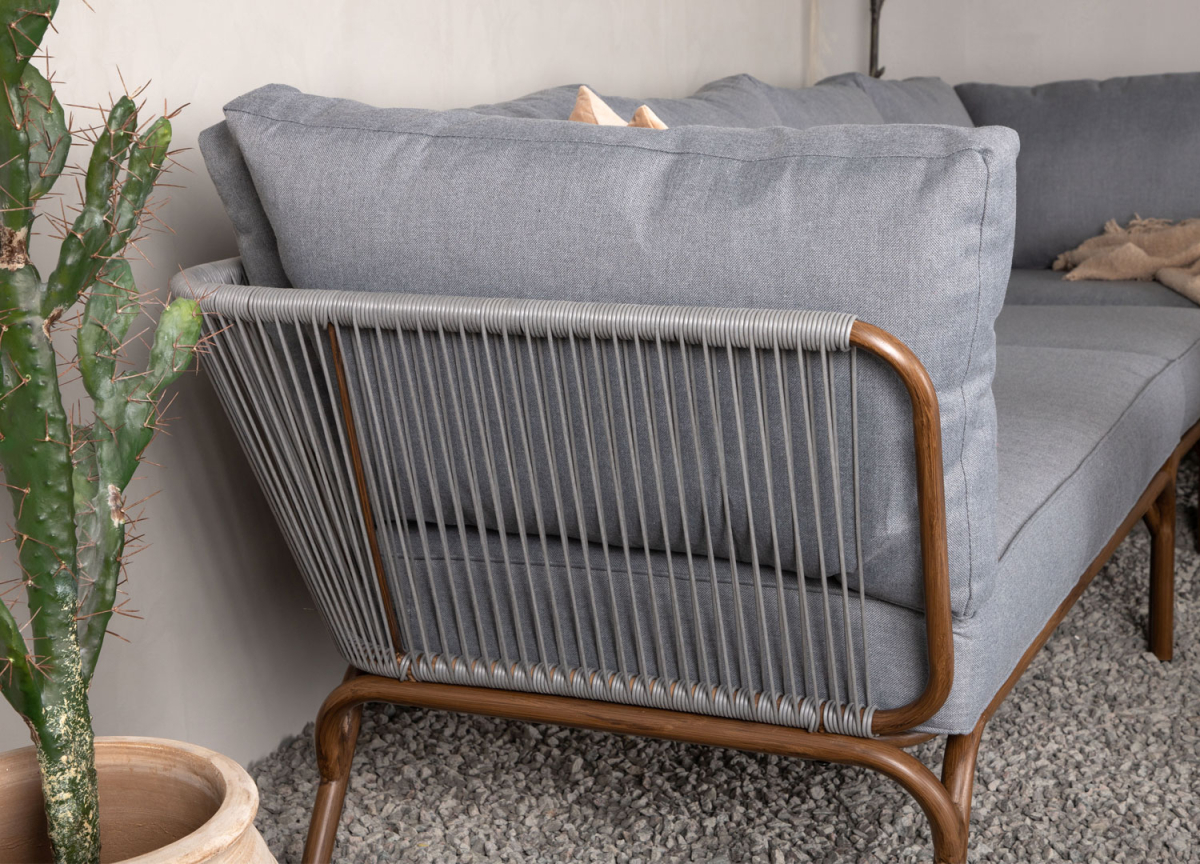 Salon de Jardin Complet 5 Personnes Brun et Gris