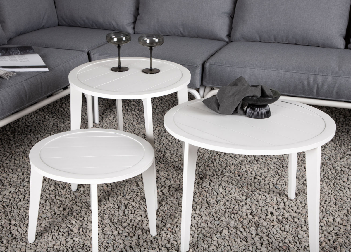 Salon de Jardin Complet 5 Personnes Blanc et Gris