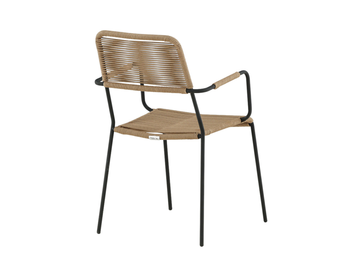 Lot de 2 Chaises de Jardin Noir et Corde Brune