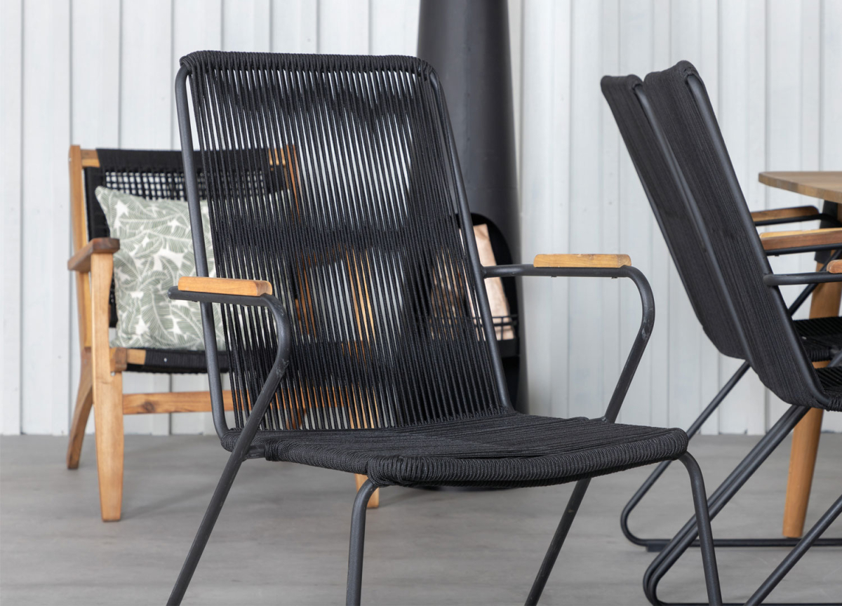 Chaises de jardin tendance en corde noir