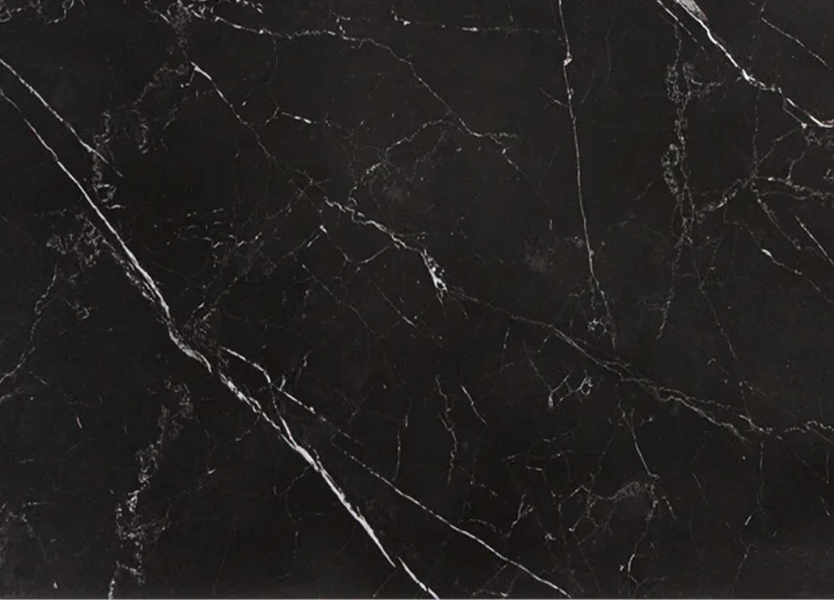 Table Design 180 cm en Céramique Marbré Noir et Métal Chromé
