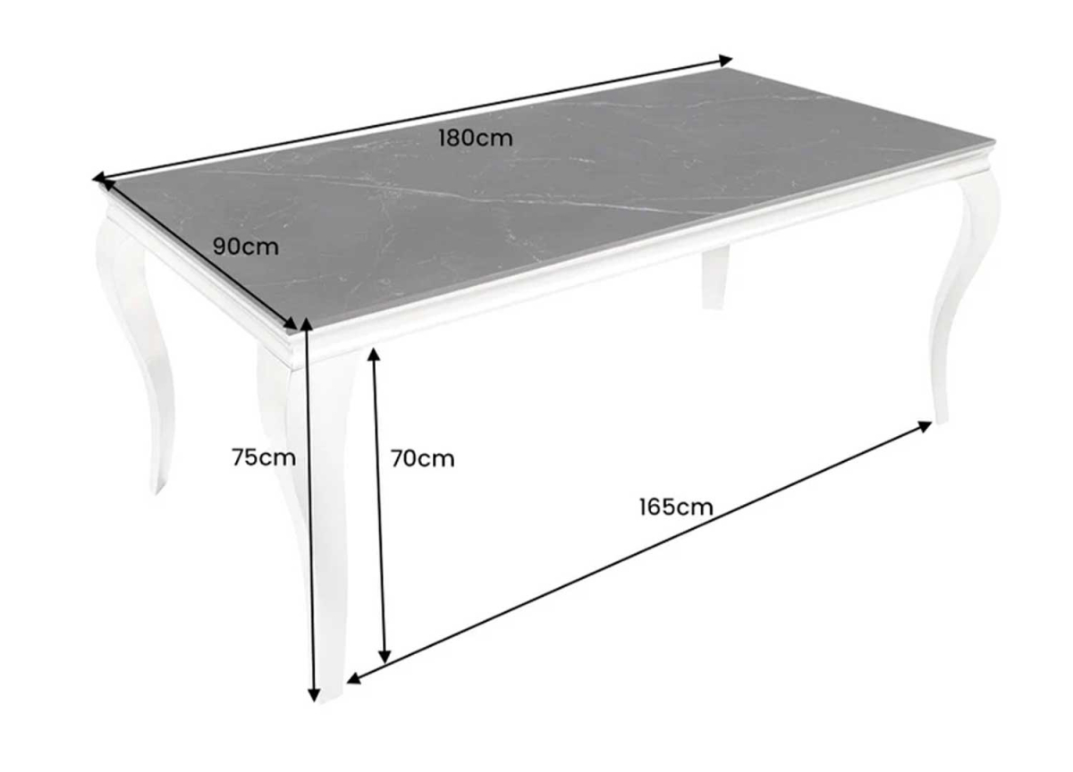 Table Design 180 cm en Céramique Marbré Noir et Métal Chromé