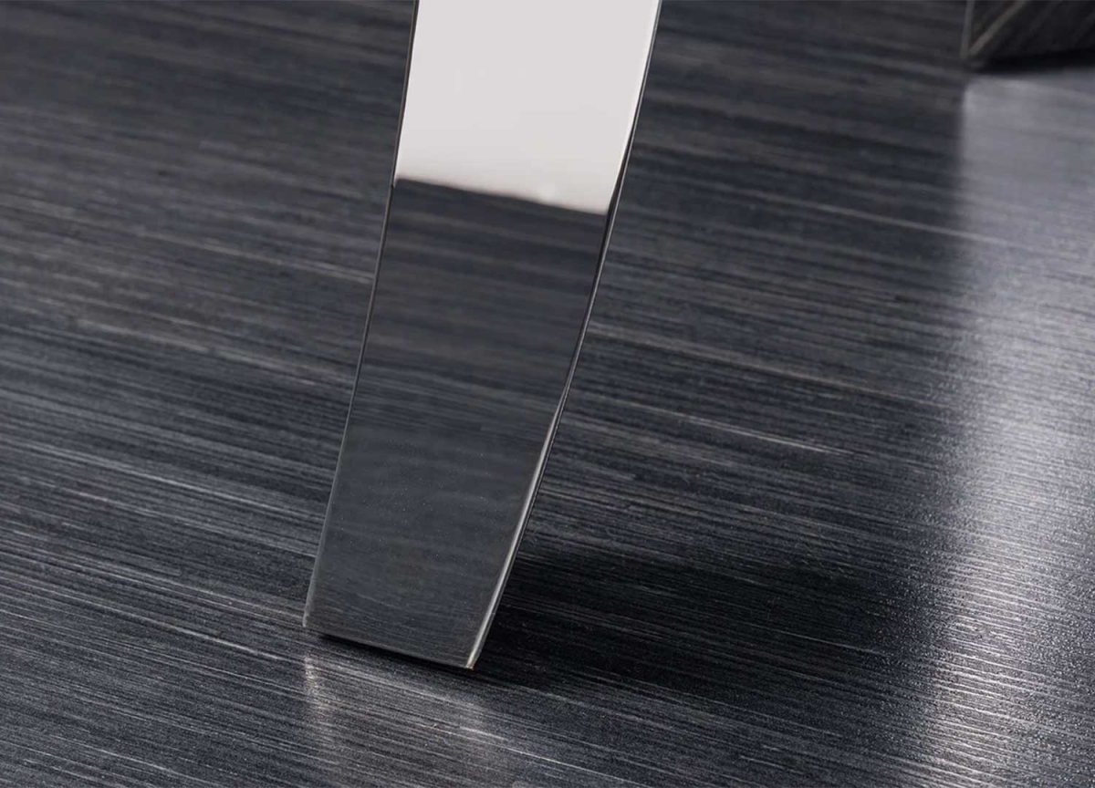 Table Console en Céramique Marbre Noir, Pied Chromé