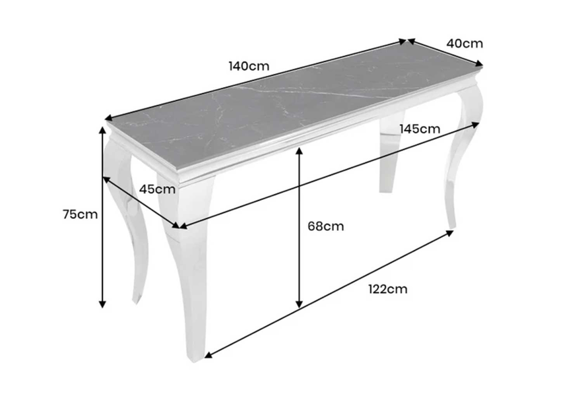 Table Console en Céramique Marbre Noir, Pied Chromé