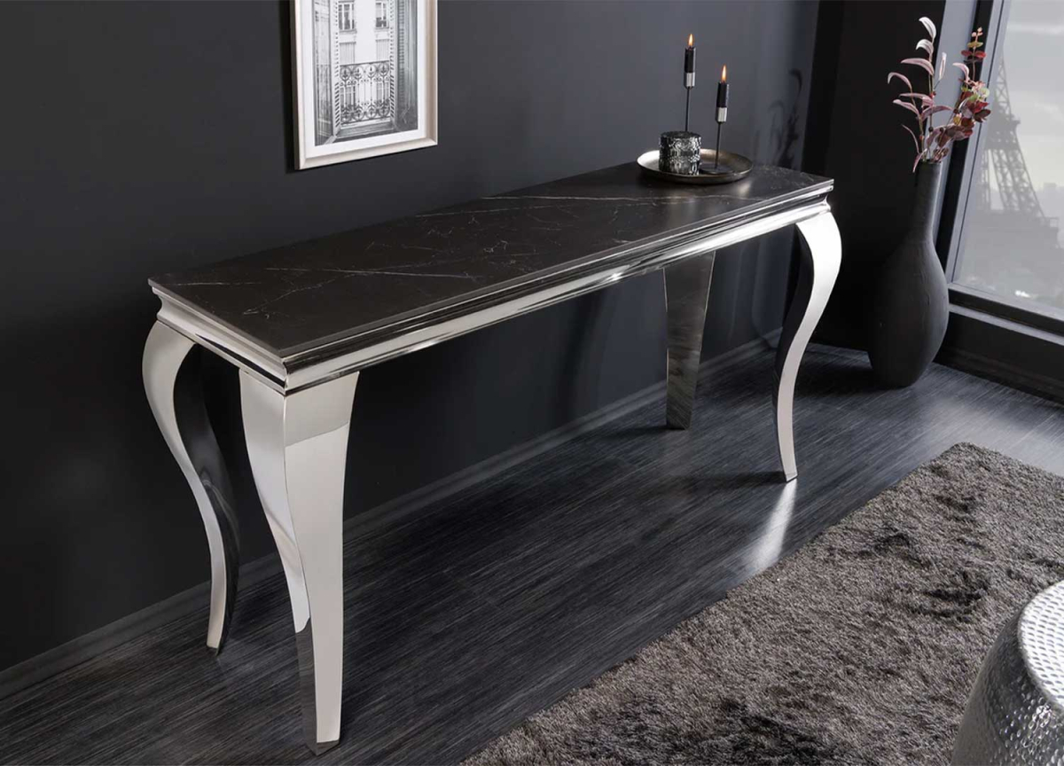 Console meuble design en céramique marbre noir