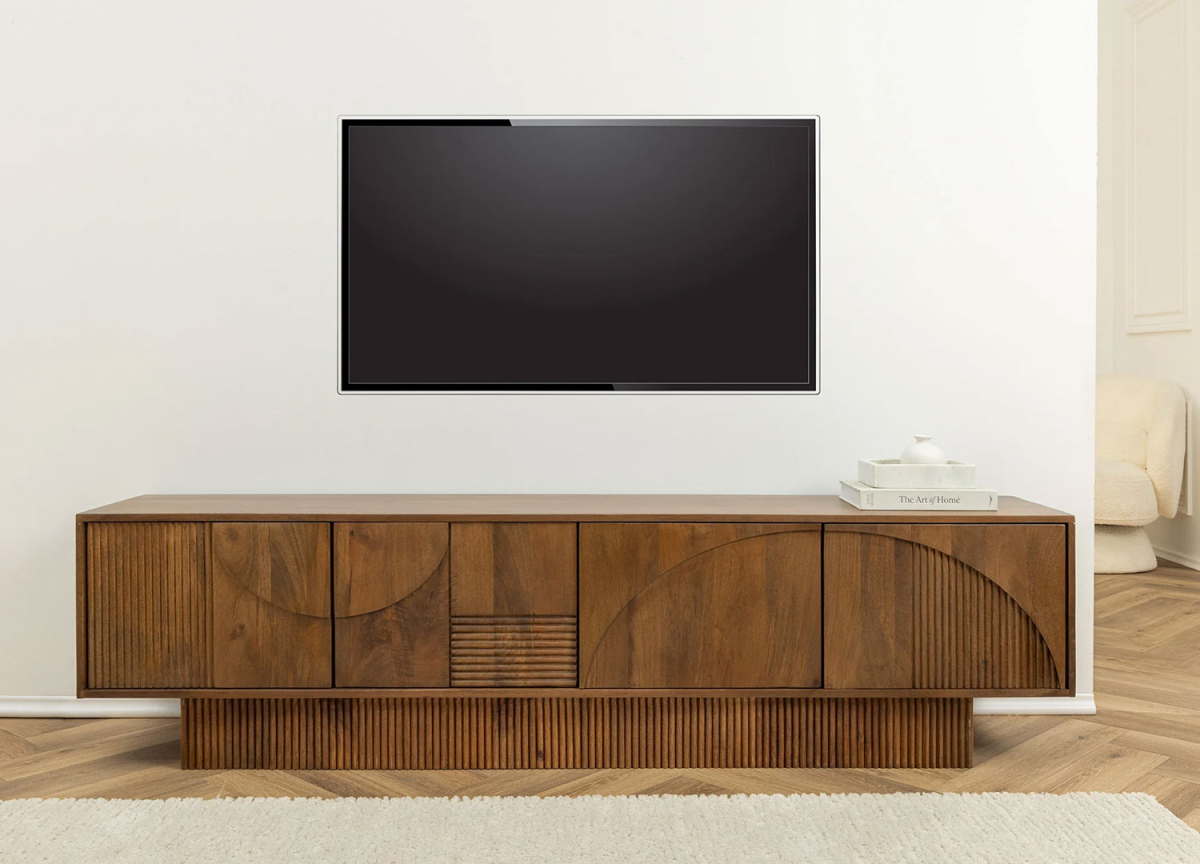 Meuble tv bois massif brun 200 cm
